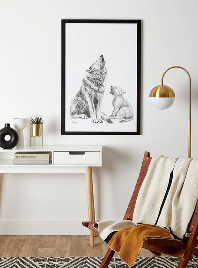 Wolf Howling with Cub Illustration - "Social Animal" Collection - LE NID atelier